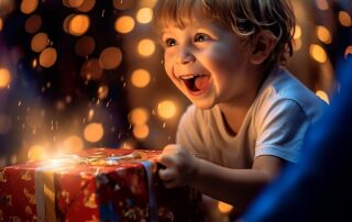 birthday party venues Toronto little boy with present smiling