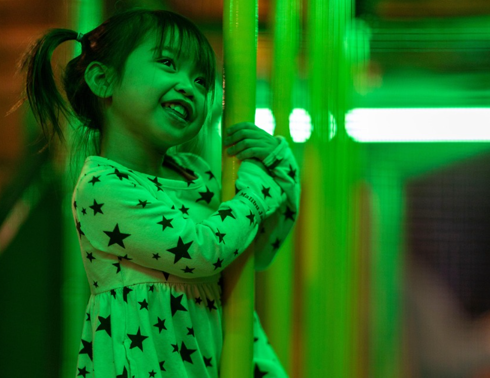 happy girl indoor playground